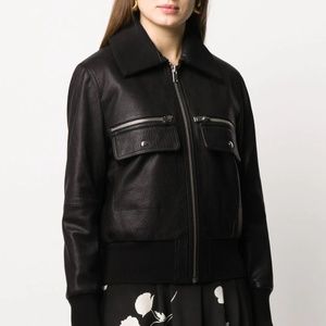 NWT BA&SH Asto Faux Leather Zip Jacket In Black Sz 0